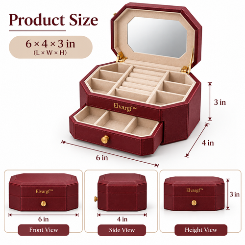 Elvargf™ Bordeaux Double-Layer Jewelry Organizer - detail 2