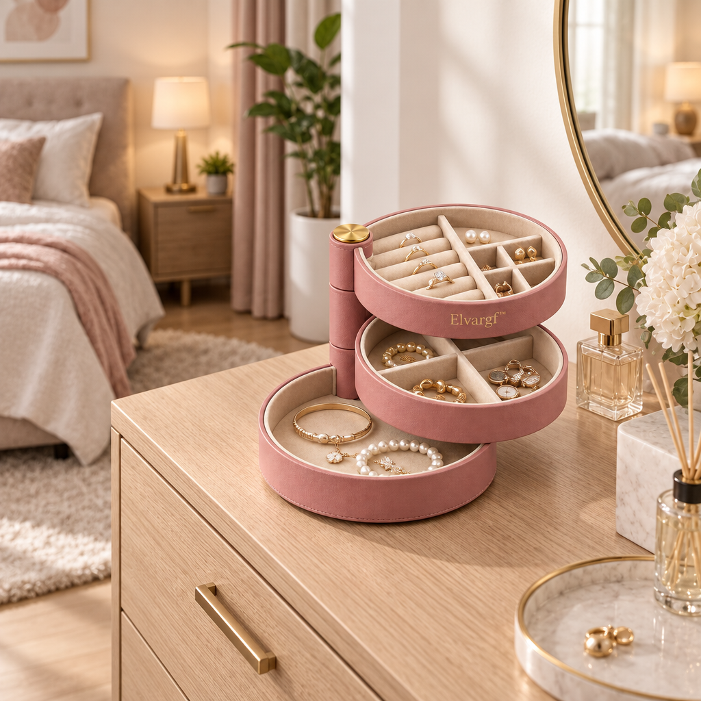 Elvargf™ Blush Rotating Tier Jewelry Organizer - detail 2