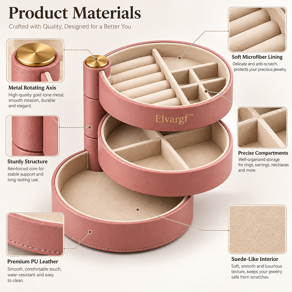 Elvargf™ Blush Rotating Tier Jewelry Organizer - detail 3