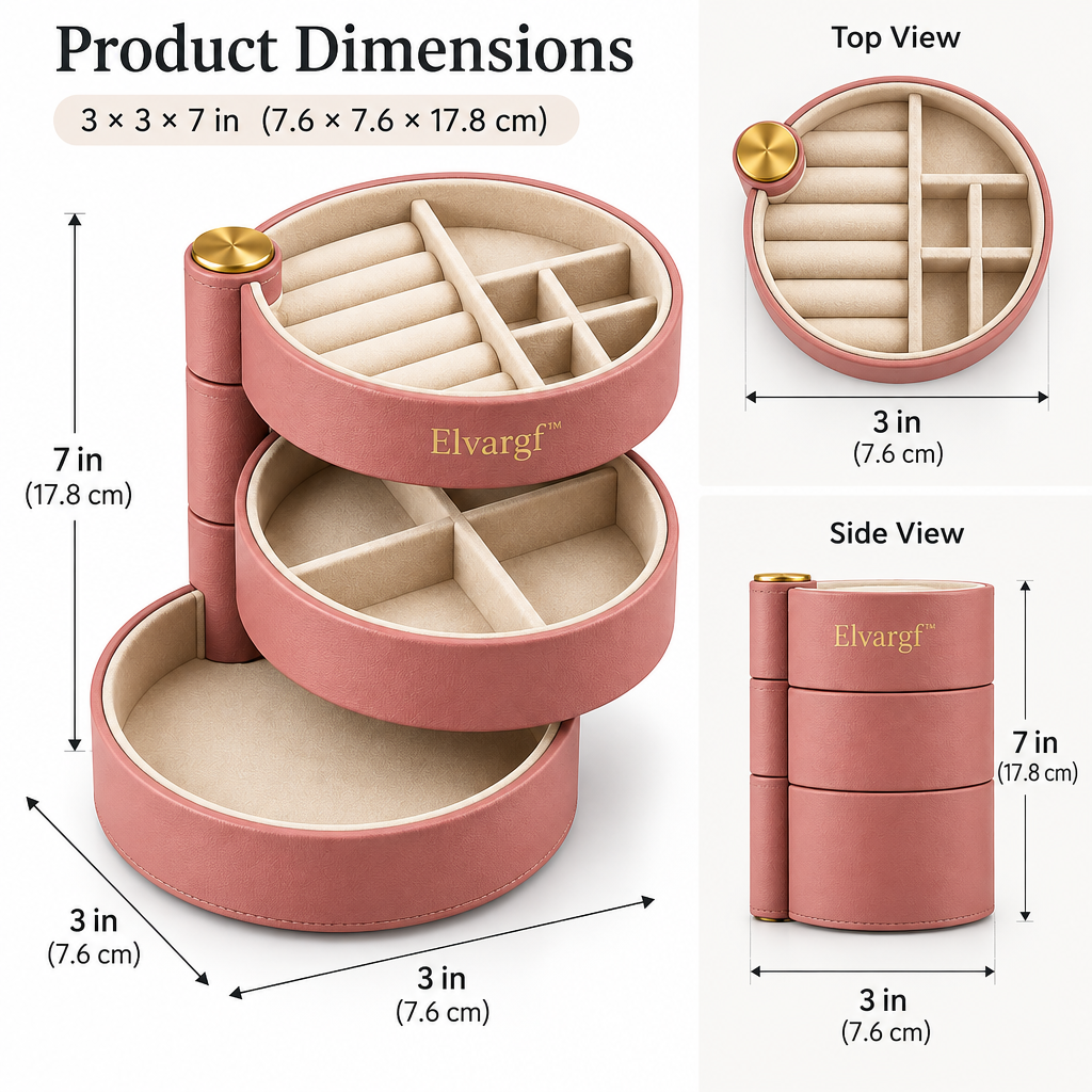 Elvargf™ Blush Rotating Tier Jewelry Organizer - detail 5