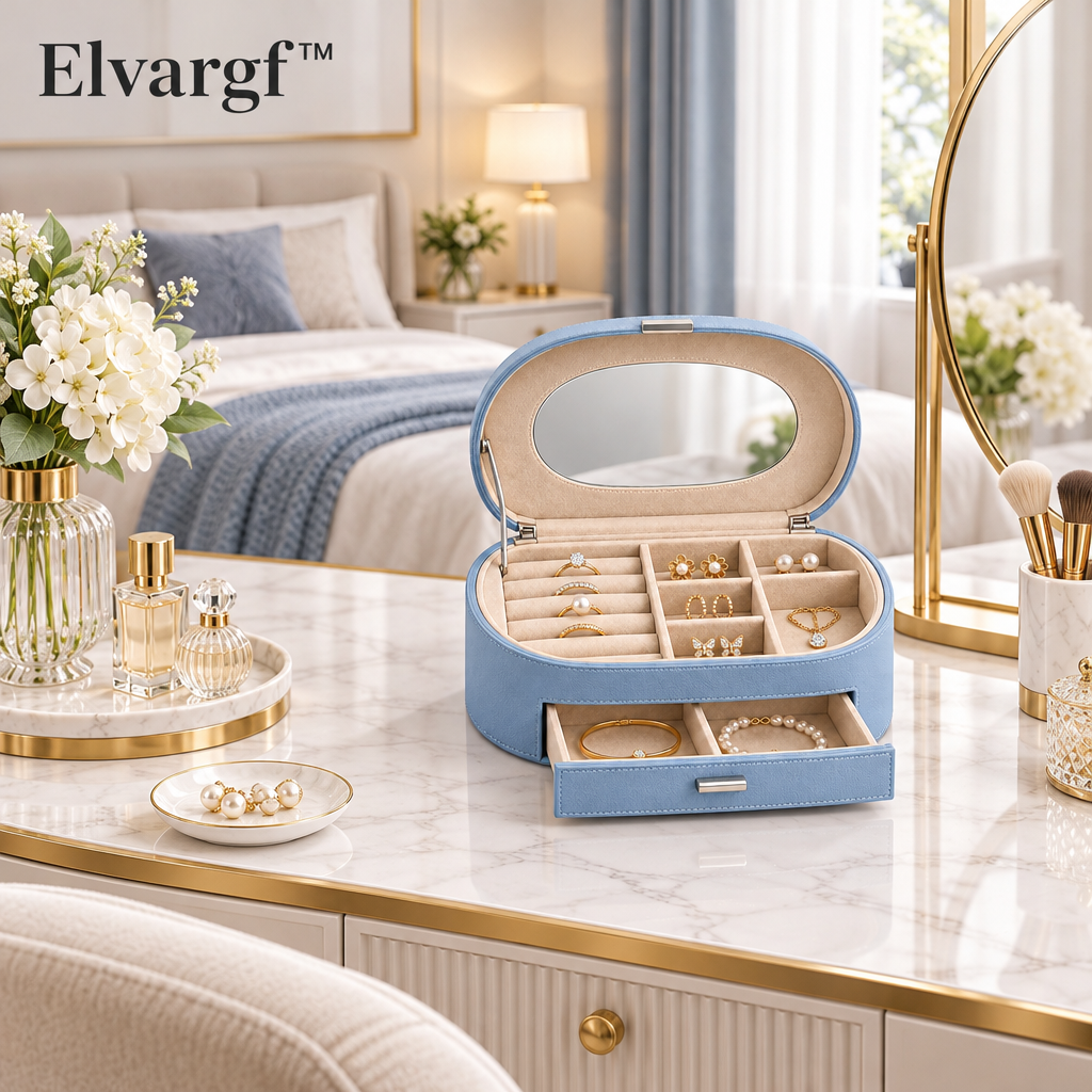 Elvargf™ Powder Blue Vanity Jewelry Case - detail 2
