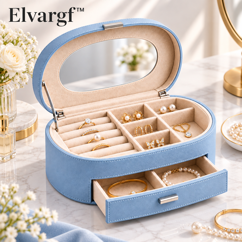 Elvargf™ Powder Blue Vanity Jewelry Case