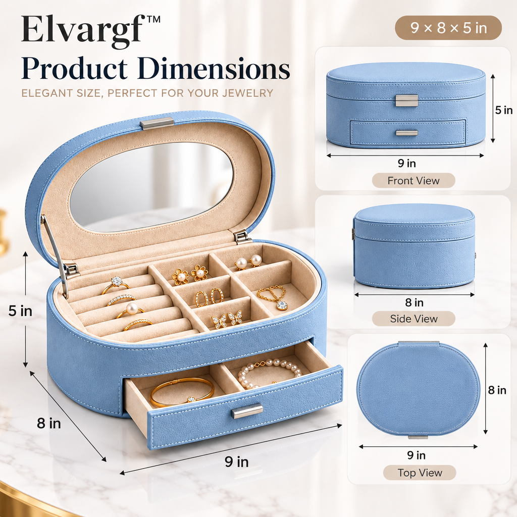 Elvargf™ Powder Blue Vanity Jewelry Case - detail 3