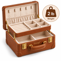 Elvargf™ Cognac Travel Jewelry Suitcase