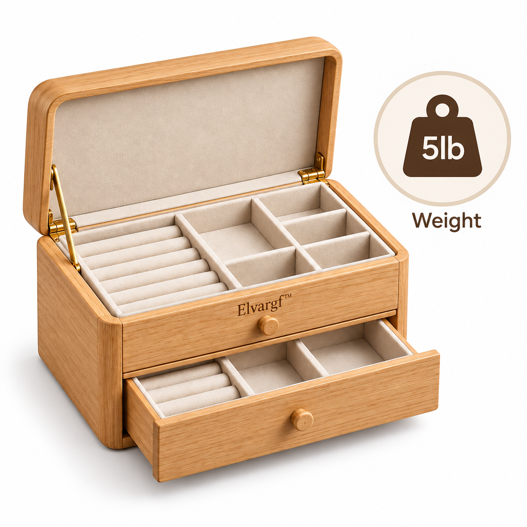 Elvargf™ Natural Bamboo Jewelry Storage Chest