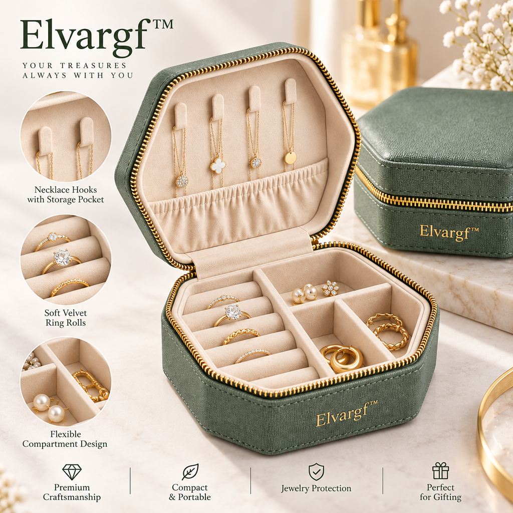 Elvargf™ Sage Green Travel Jewelry Case - detail 5