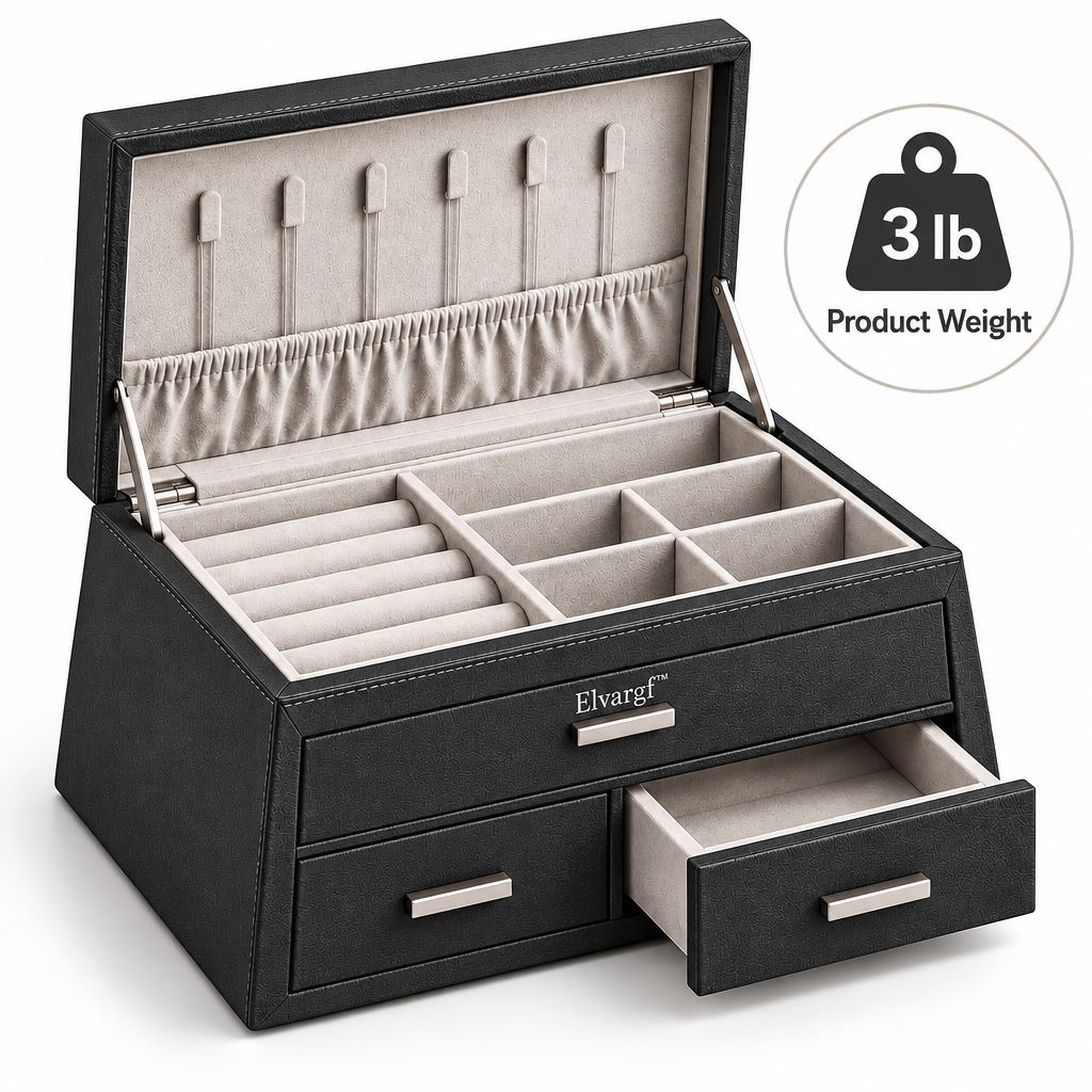 Elvargf™ Onyx Double-Drawer Jewelry Chest