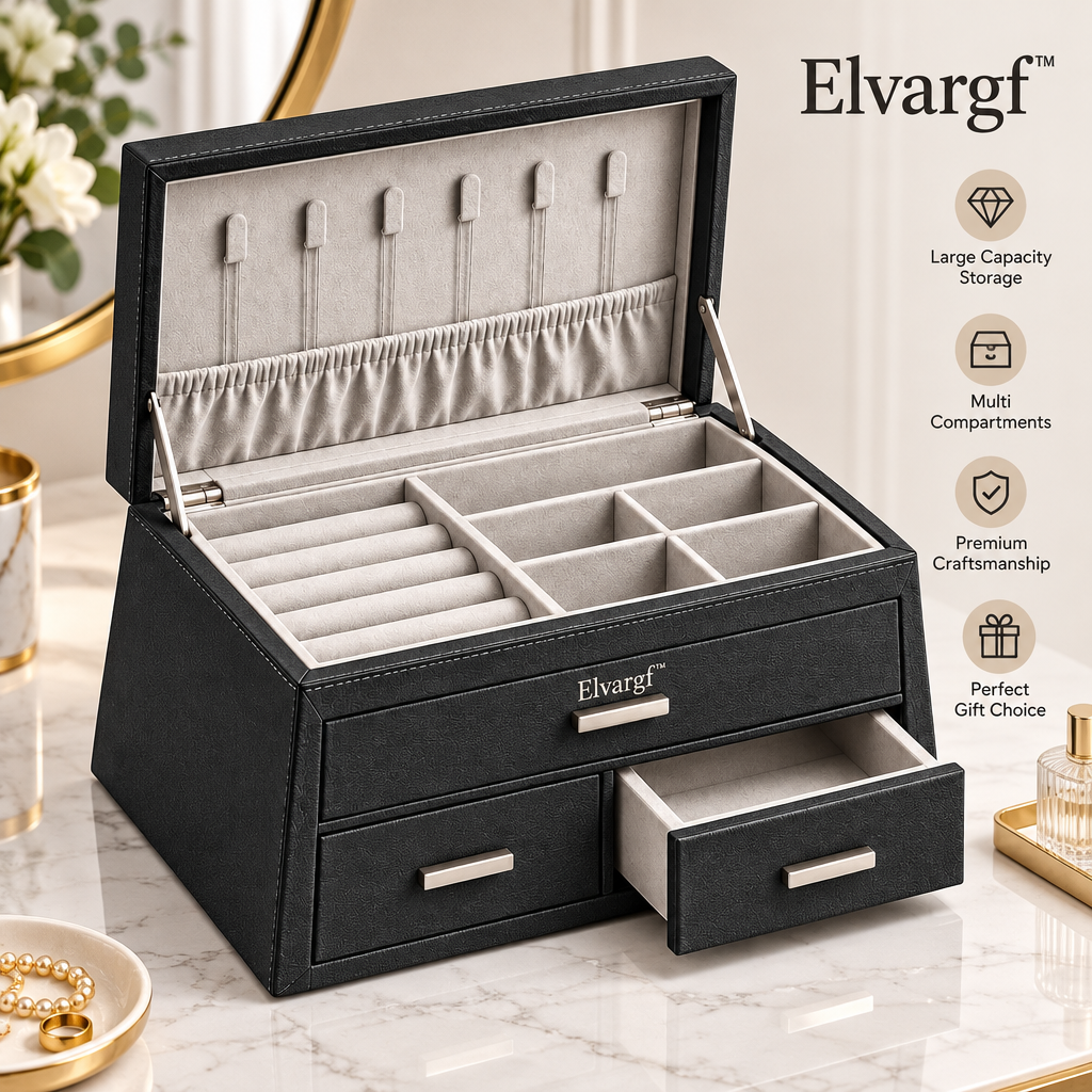 Elvargf™ Onyx Double-Drawer Jewelry Chest - detail 2