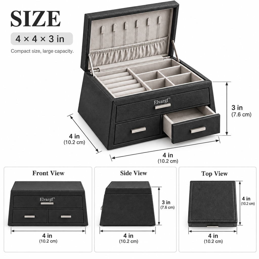 Elvargf™ Onyx Double-Drawer Jewelry Chest - detail 4