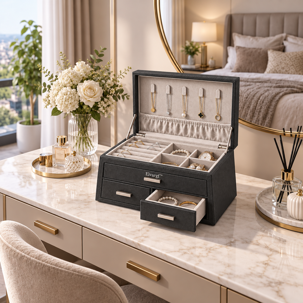 Elvargf™ Onyx Double-Drawer Jewelry Chest - detail 5