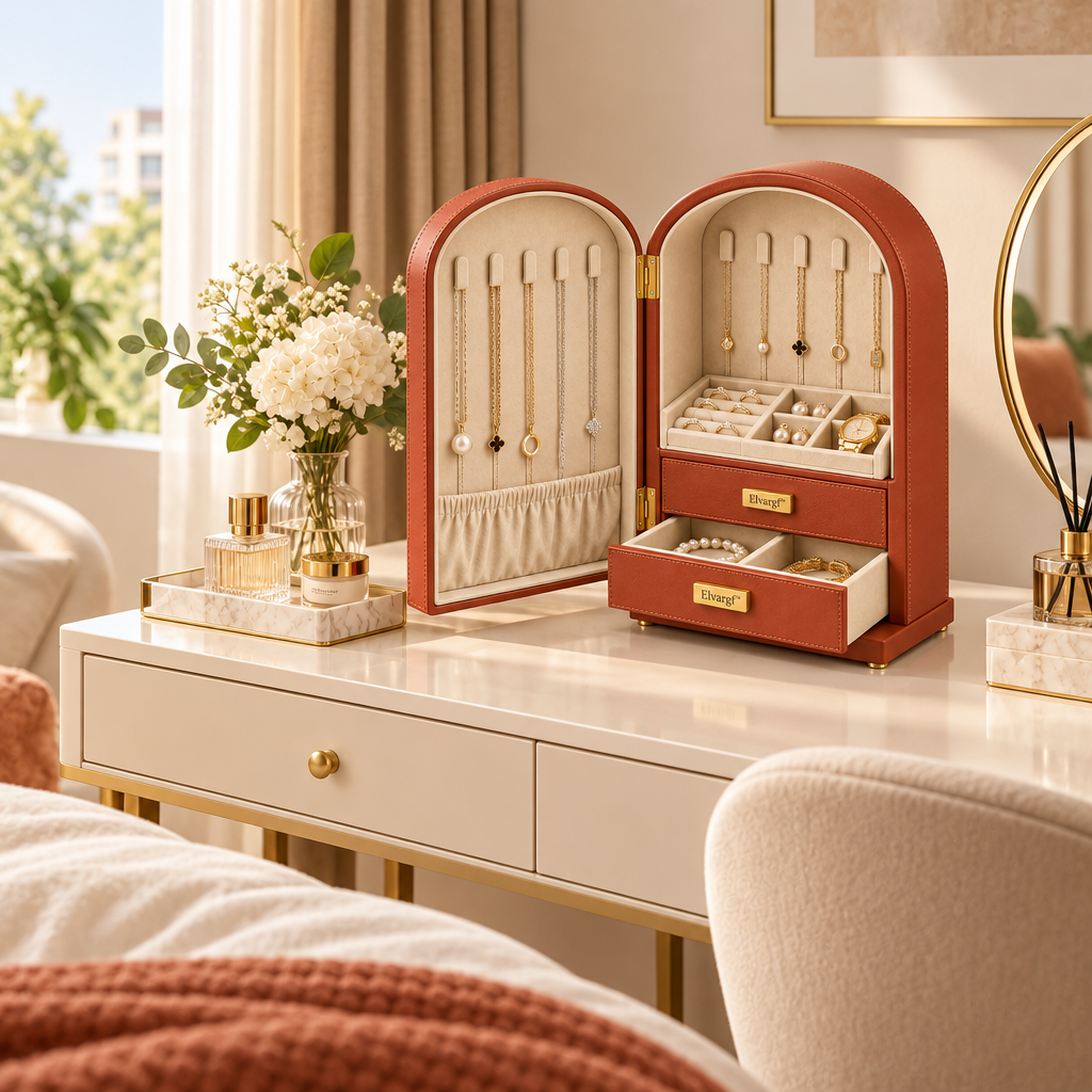 Elvargf™ Terracotta Arched Jewelry Cabinet - detail 3
