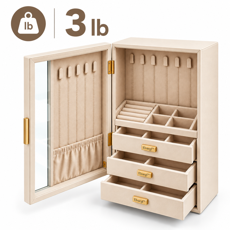 Elvargf™ Ivory Standing Jewelry Armoire Box