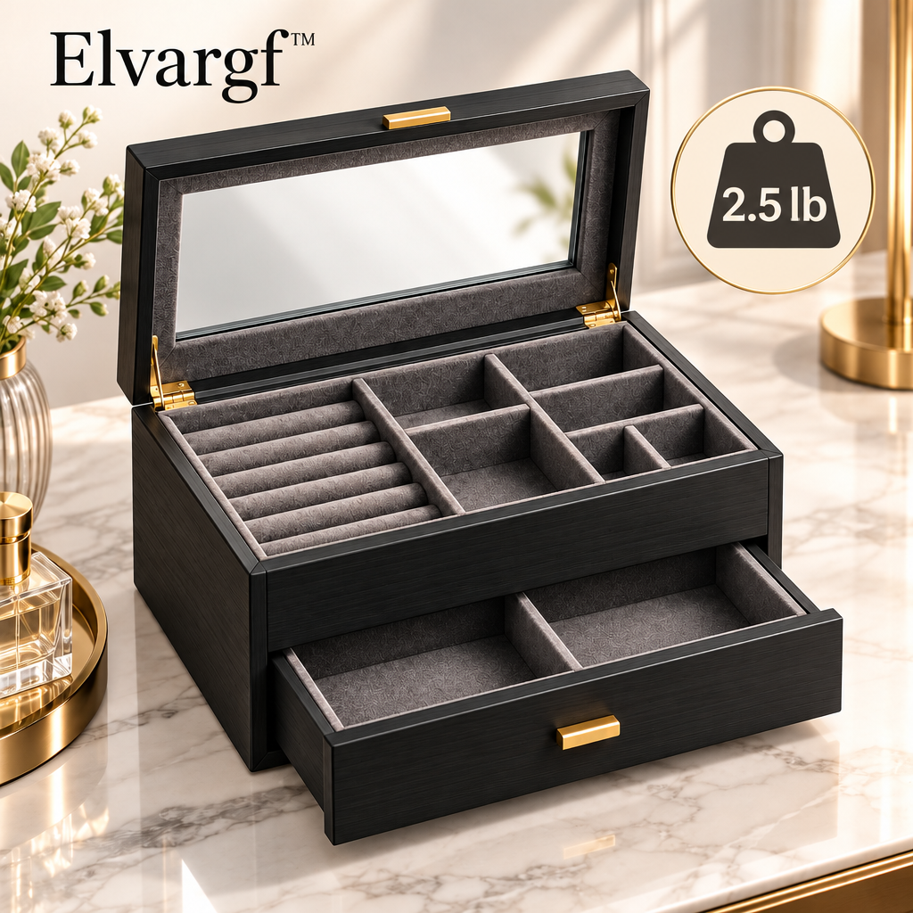 Elvargf™ Onyx Glass-Top Watch & Jewelry Box - detail 3
