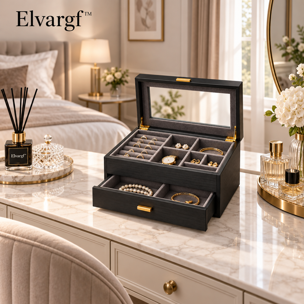 Elvargf™ Onyx Glass-Top Watch & Jewelry Box - detail 5
