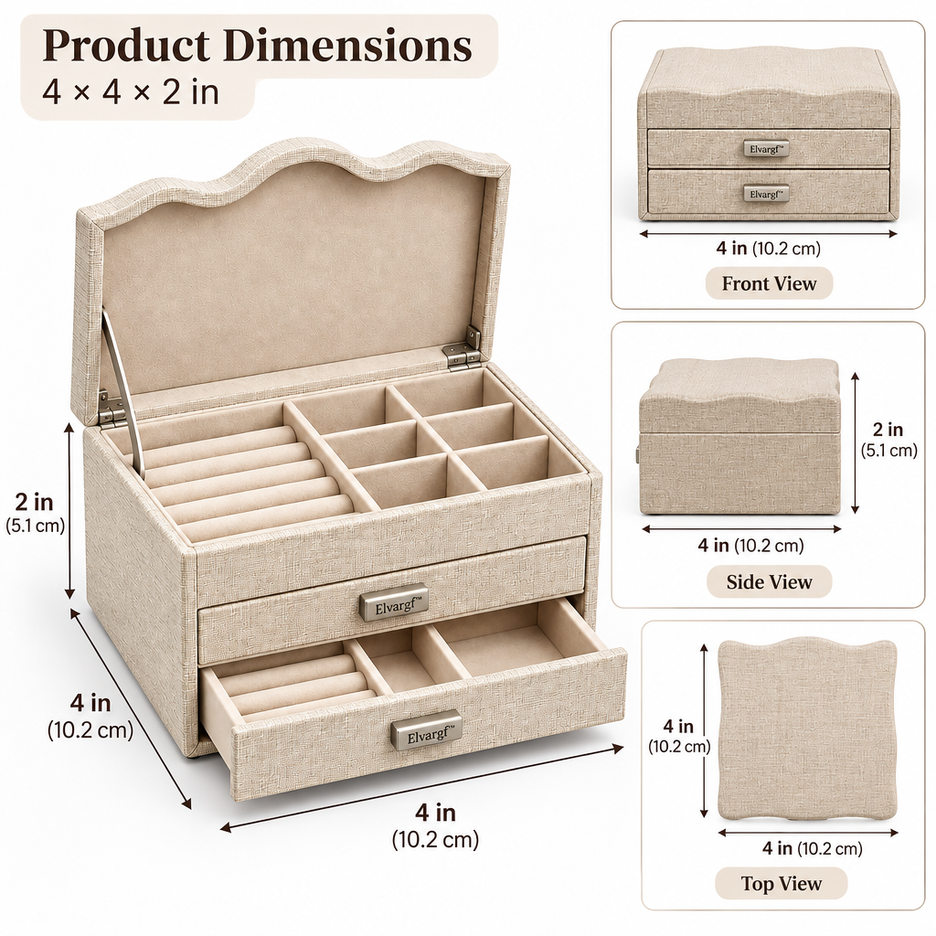 Elvargf™ Pearl Scalloped Jewelry Chest - detail 3