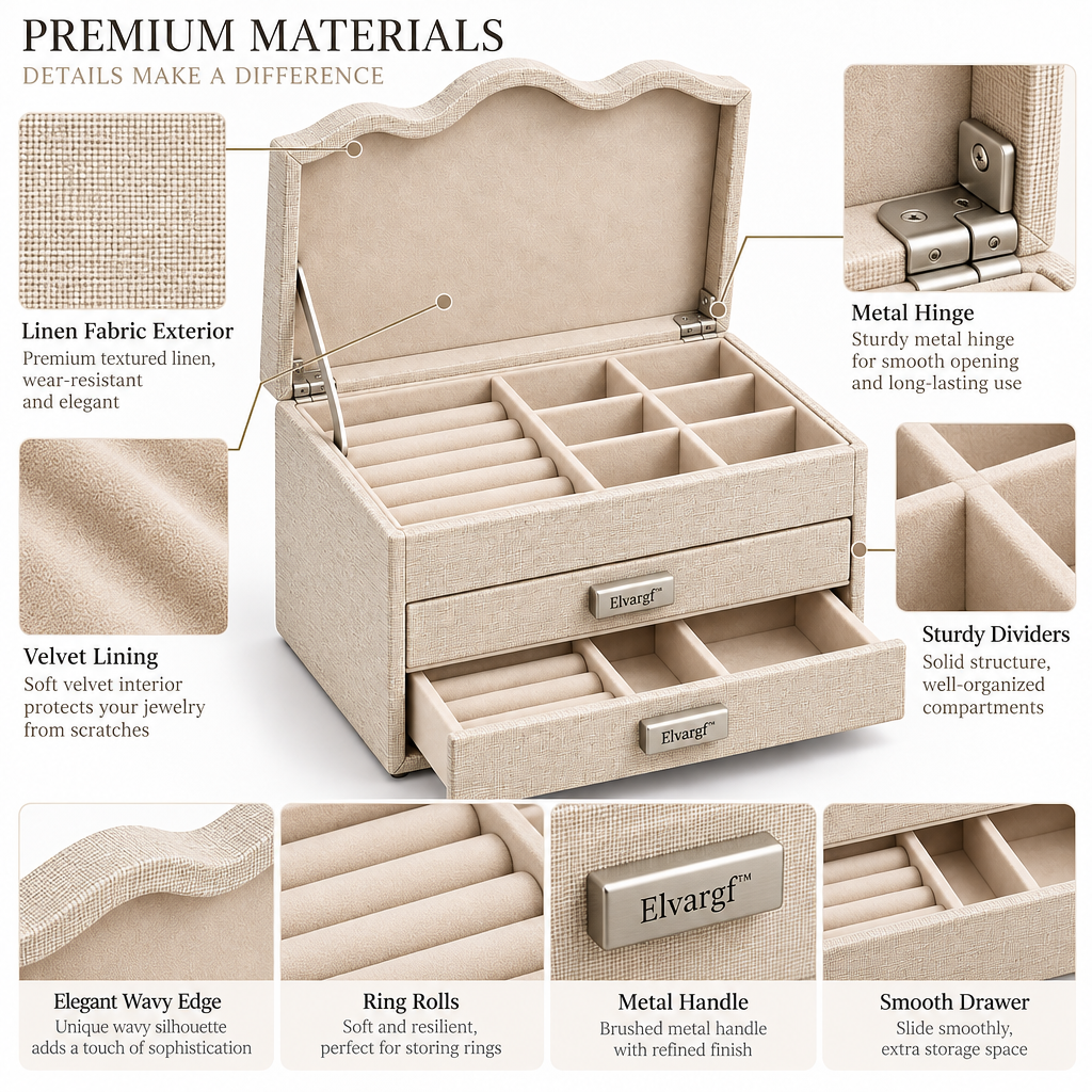 Elvargf™ Pearl Scalloped Jewelry Chest - detail 4